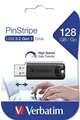 128GB USB flash meghajtó "PinStripe", USB 3.0, VERBATIM, fekete