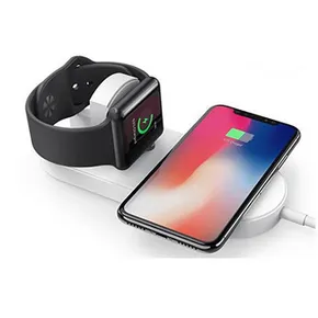 2 az 1-ben vezeték nélküli töltő, telefonhoz és Apple Watchhoz, fehér, 5V, 10W, Qi