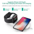 2 az 1-ben vezeték nélküli töltő, telefonhoz és Apple Watchhoz, fehér, 5V, 10W, Qi