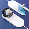 2 az 1-ben vezeték nélküli töltő, telefonhoz és Apple Watchhoz, fehér, 5V, 10W, Qi