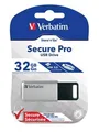 32 GB USB Flash 3.0, 100/35 MB/s, PC & MAC, VERBATIM „BIZTONSÁGOS ADATOK PRO”, szürke
