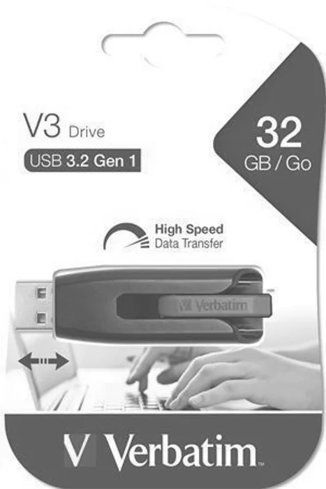 Termék főképe 32GB USB Flash 3.0, 60/12 MB/sec, VERBATIM "V3", černá-šedá