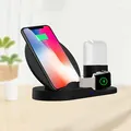 3v1 bezdrátová nabíječka, pro telefon, Apple Watch a Airpods, černá, 5/9V, 15W, Qi