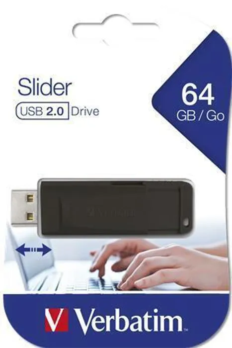 Termék főképe 64GB USB Flash 2.0 "Slider", VERBATIM, černý