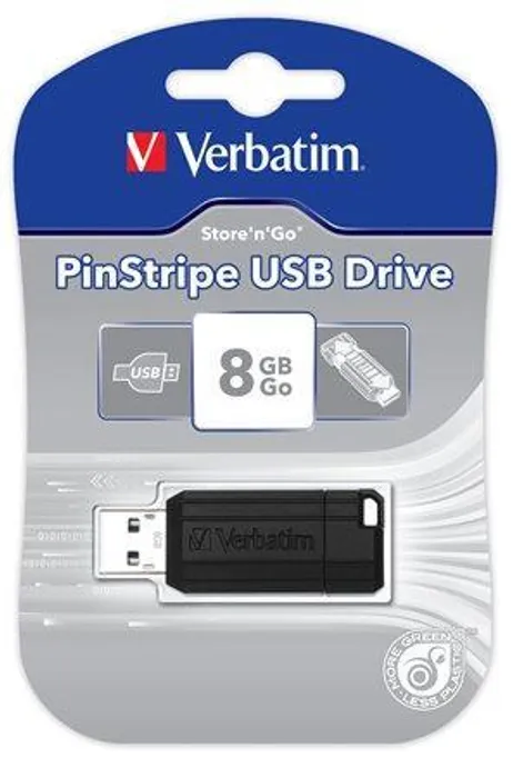 Termék főképe 8GB USB Flash 2.0, 10/4MB/sec, Pin Stripe, VERBATIM, černý