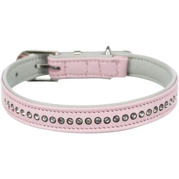 Termék főképe Active Comfort kožený obojek s kamínky - růžová XXS-XS:17-21 cm/ 12mm