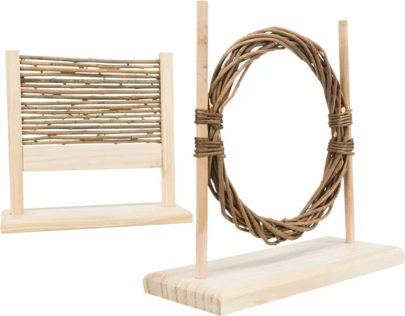 Termék főképe Agility set pro hlodavce - překážka, kruh, dřevo/proutí, 28 × 26 × 12 cm