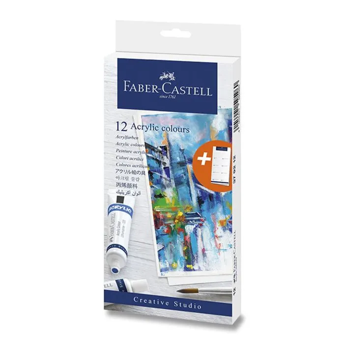 Termék főképe Akrylové barvy Faber-Castell 379212, 12 barev, tuba 20 ml