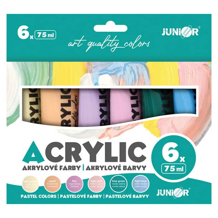Termék főképe Akrylové barvy JUNIOR 75 ml - 6 ks sada Pastel
