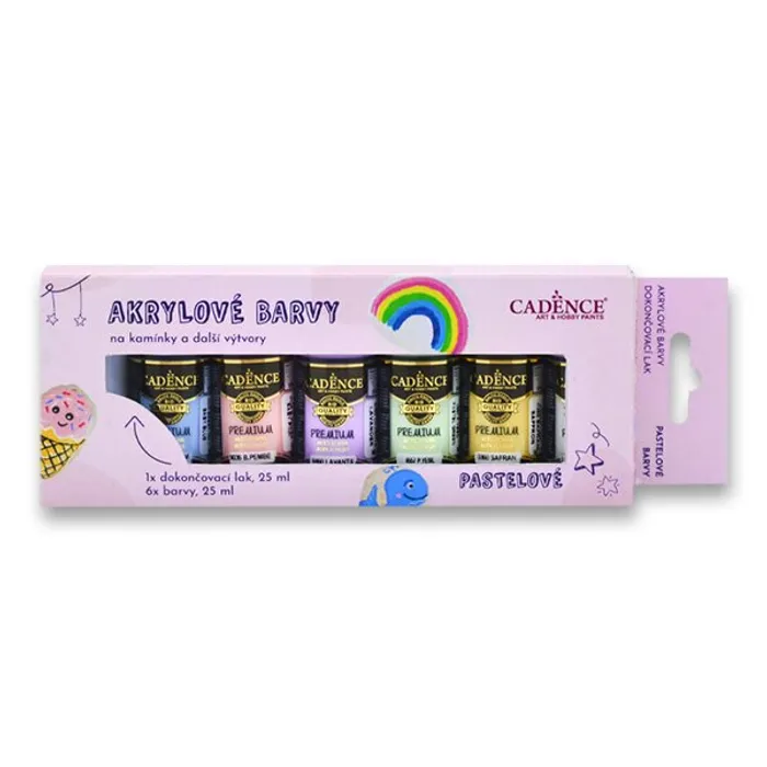 Termék főképe Akrylové barvy na kamínky Cadence sada 6 pastelových barev + akrylový lak
