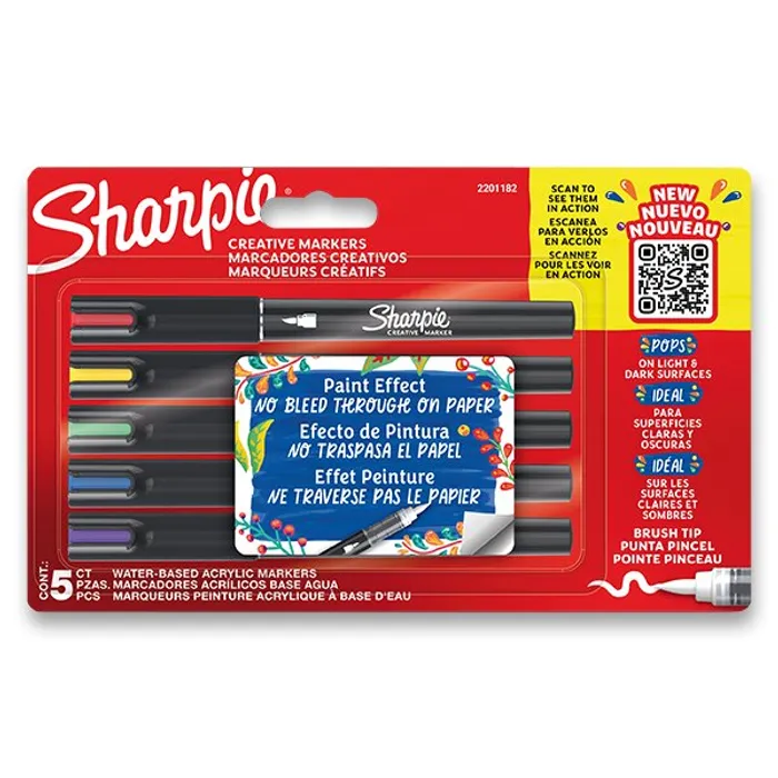 Termék főképe Akrylový popisovač Sharpie Acrylic Marker Brush sada 5 barev