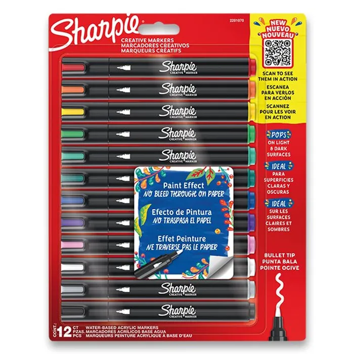Termék főképe Akrylový popisovač Sharpie Acrylic Marker Bullet sada 12 barev