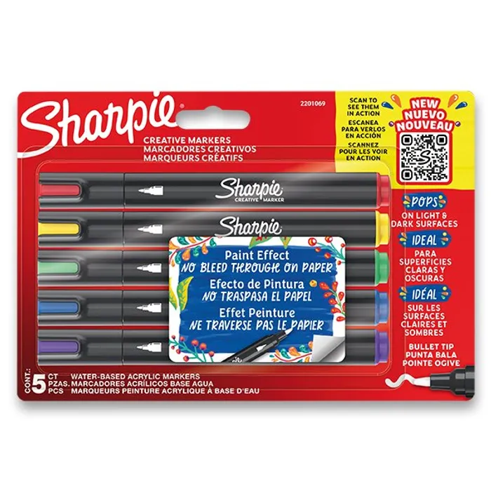 Termék főképe Akrylový popisovač Sharpie Acrylic Marker Bullet sada 5 barev