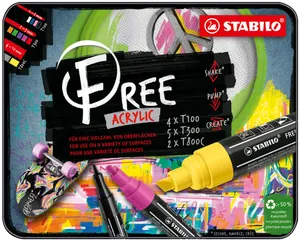 Akril marker STABILO FREE Acrylic Starter 11 részes készlet - színkeverék 3 heggyel