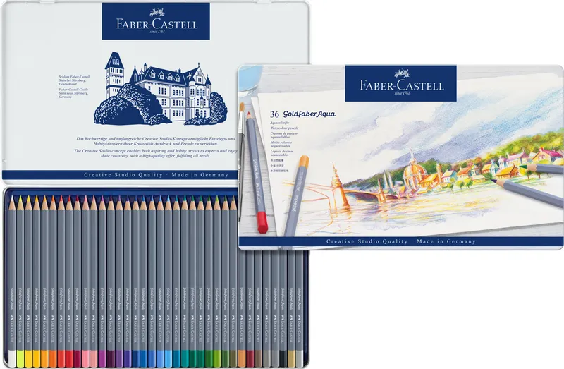 Termék főképe Akvarelová Pastelka Goldfaber Aqua, plechová krabička 36ks  Faber Castell 114636