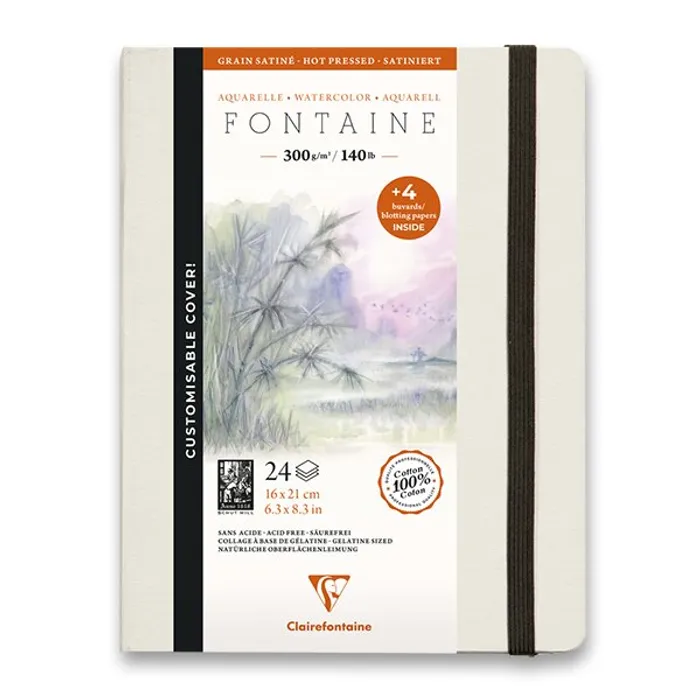 Termék főképe Akvarelové album Clairefontaine Fontaine Hot Pressed 21 x 16 cm, 24 listů, 300 g