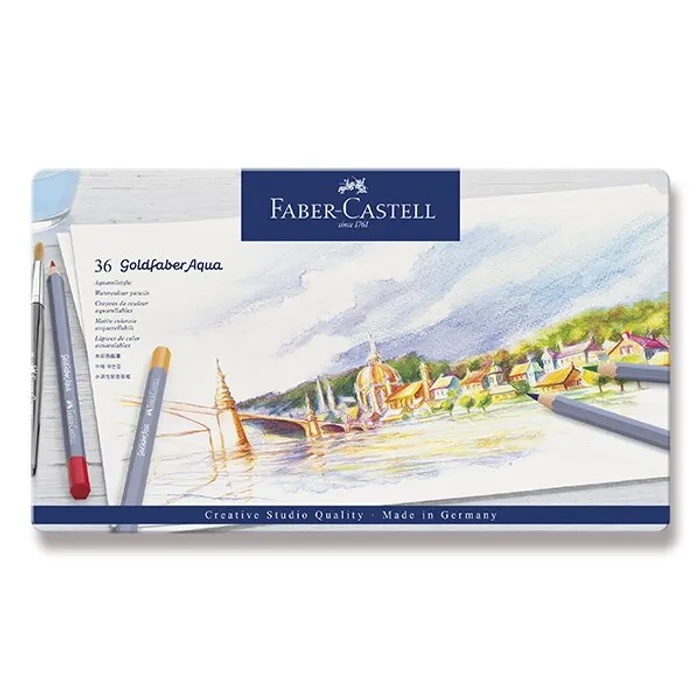 Termék főképe Akvarelové pastelky Faber-Castell 114636 Goldfaber Aqua plechová krabička, 36 barev