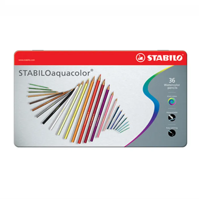 Termék főképe Akvarelové pastelky STABILO aquacolor 36 ks v plechové krabičce