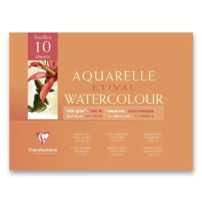 Termék főképe Akvarelový blok Clairefontaine Etival Cold Pressed 30 x 40 cm, 10 listů, 300 g