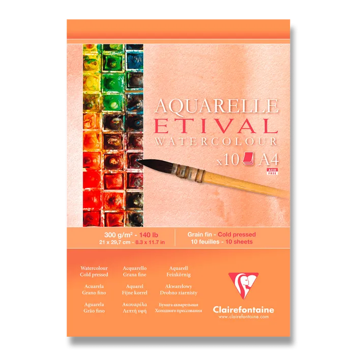 Termék főképe Akvarelový blok Clairefontaine Etival Study Cold Pressed A4, 10 listů, 300 g