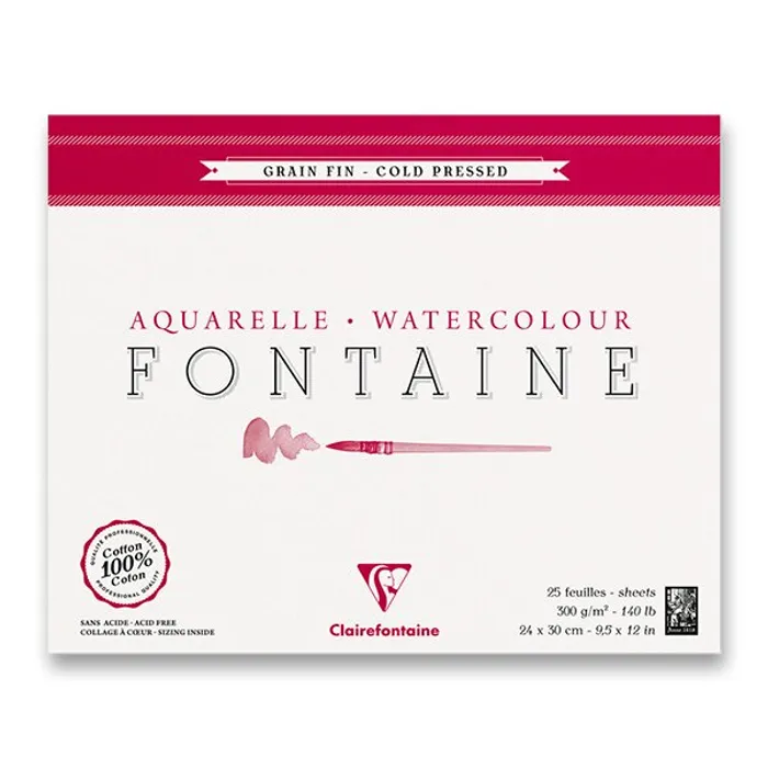 Termék főképe Akvarelový blok Clairefontaine Fontaine Cold Pressed 24 x 30 cm, 25 listů, 300 g