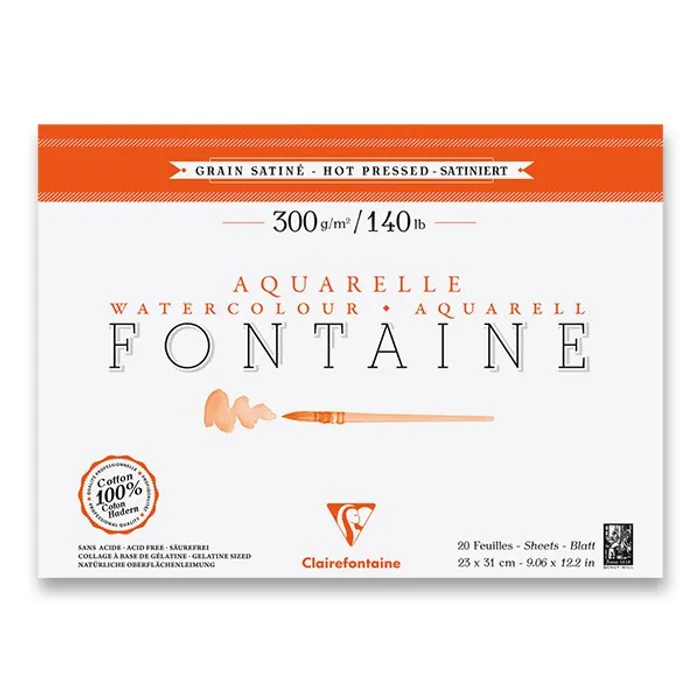 Termék főképe Akvarelový blok Clairefontaine Fontaine Hot Pressed 23 x 31 cm, 20 listů, 300 g