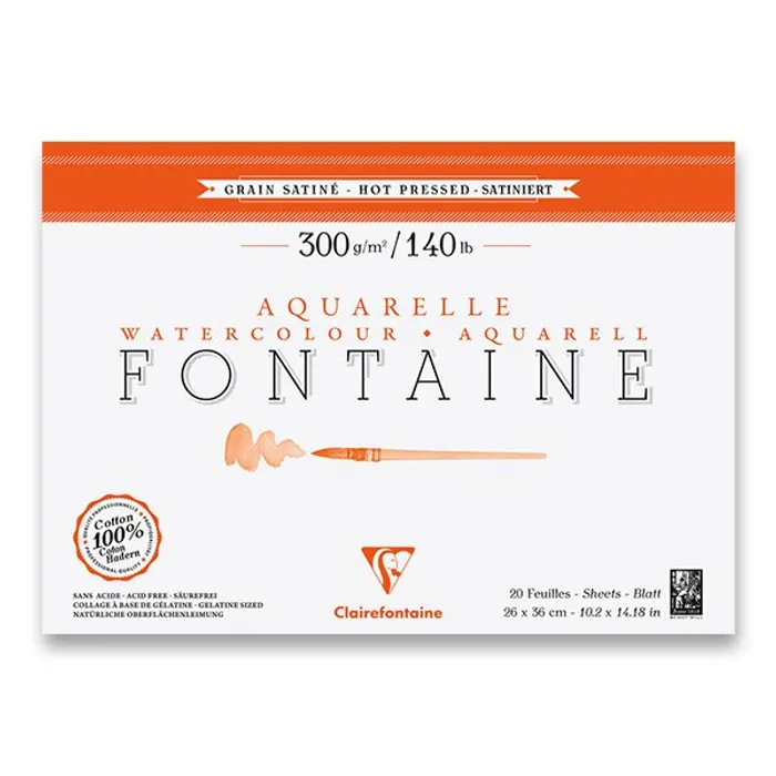 Termék főképe Akvarelový blok Clairefontaine Fontaine Hot Pressed 26 x 36 cm, 20 listů, 300 g