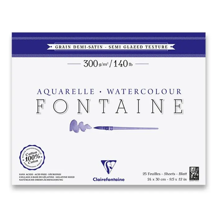 Termék főképe Akvarelový blok Clairefontaine Fontaine Semi Glazed 24 x 30 cm, 25 listů, 300 g
