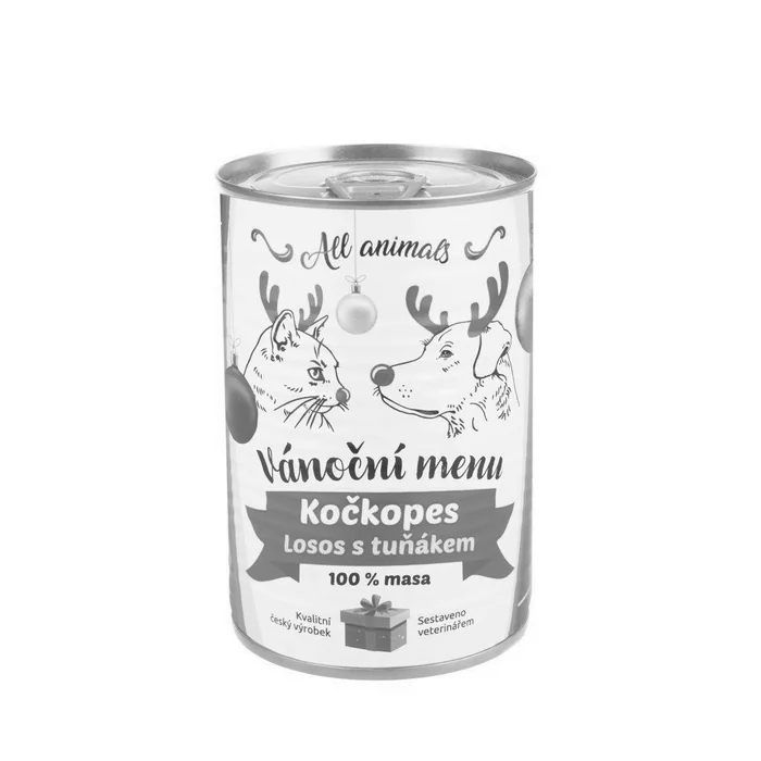 Termék főképe ALL ANIMALS Vánoční menu KOČKOPES - limitovaná edice konzerva losos mletý s tuňákem 400 g