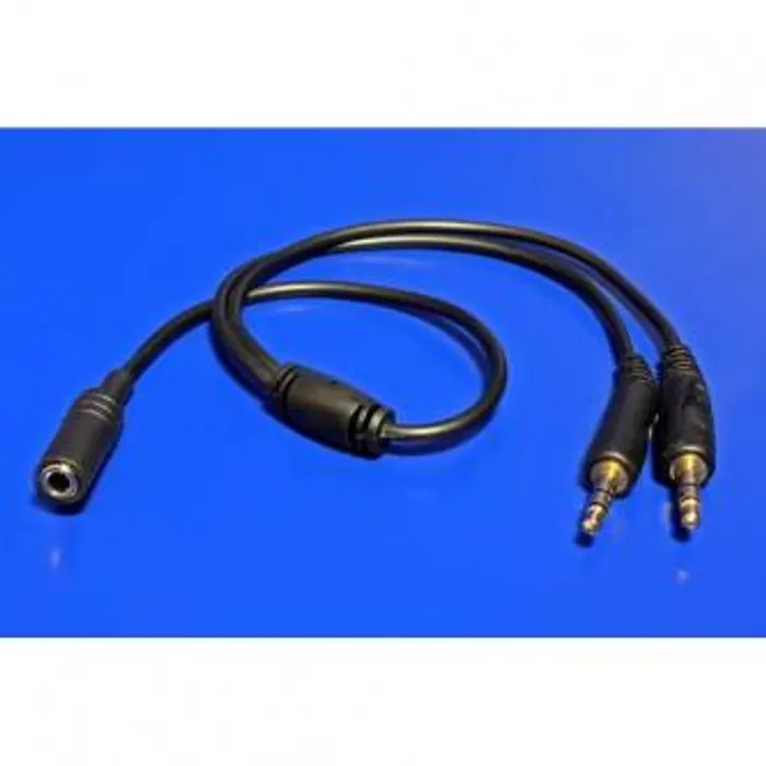 Termék főképe Audio Redukce, Jack (3,5mm) 2x M-Jack (3,5mm) F (2-pólový), 0, stereo, černá, Logo