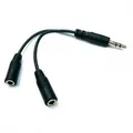 Hangelosztó, Jack (3,5 mm) M-Jack (3,5 mm) 2x F, 0,2, sztereó, fekete, embléma, kábellel