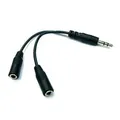 Hangelosztó, Jack (3,5 mm) M-Jack (3,5 mm) 2x F, 0,2, sztereó, fekete, kábellel