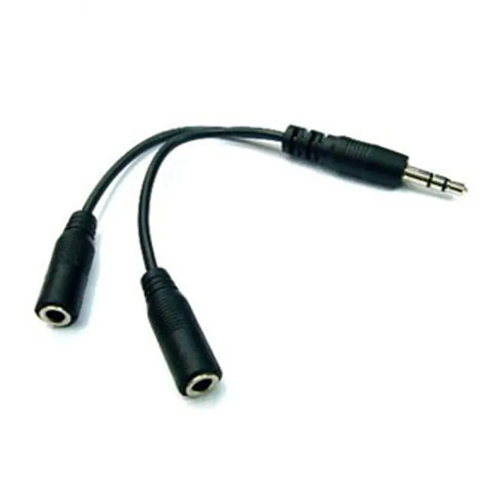 Termék főképe Audio Rozdvojka, Jack (3,5mm) M-Jack (3,5mm) 2x F, 0.2, stereo, černá, s kablíkem