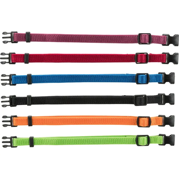 Termék főképe Balení nylon.rozeznávacích obojků pro štěňata S-M 17-25cm/10mm, čn,čv,md,zel,or,fi
