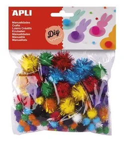 Pom poms Kreatív, vegyes színek, glitter, APLI
