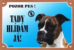 Színes jel Figyelem kutya, német boxer