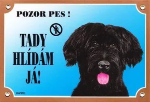 Színes jel Figyelem kutya, Briard fekete