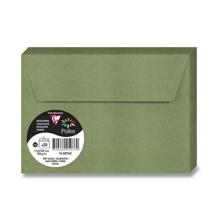 Termék főképe Barevná obálka Clairefontaine C6, samolepicí, 20 ks tm. zelená,
