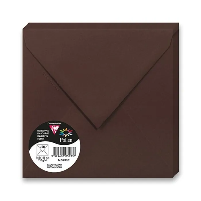 Termék főképe Barevná obálka Clairefontaine hnědá, 165 × 165 mm [20ks]
