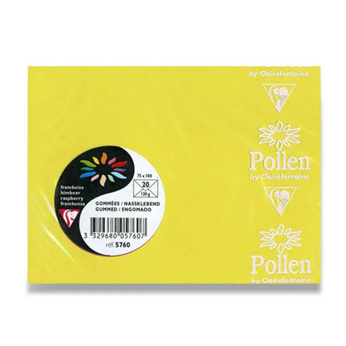 Termék főképe Barevná obálka Clairefontaine žlutá, 75 x 100 mm [20 ks]
