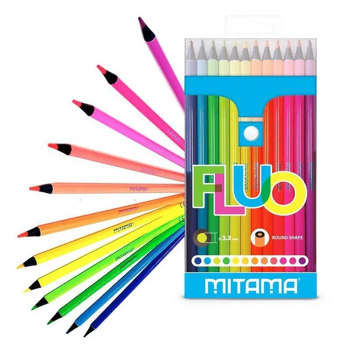 Termék főképe Barevné pastelky NEON, 12 barev, kulaté, MITAMA 62826