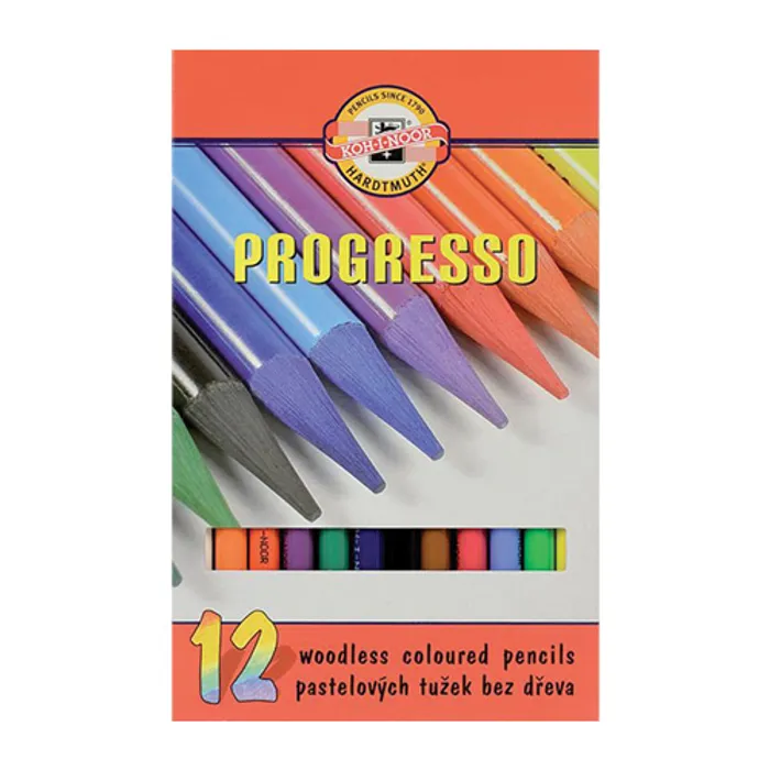 Termék főképe Barevné pastelky "Progresso 8756/12", 12ks, bez dřeva, KOH-I-NOOR