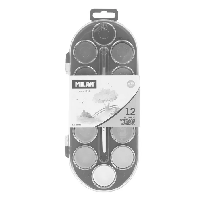 Termék főképe Barvy vodové MILAN - 12 barev, 30 mm + štětec