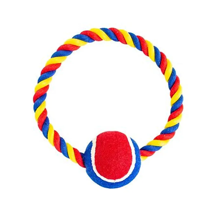 Termék főképe Bavlněný kruh HipHop s tenisákem 6 cm, 18 cm / 140 g červená, modrá, bílá