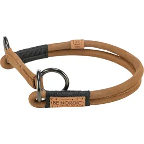 BE NORDIC kerek félig visszahúzható bőrgallér, barna S: 35 cm / O 5 mm