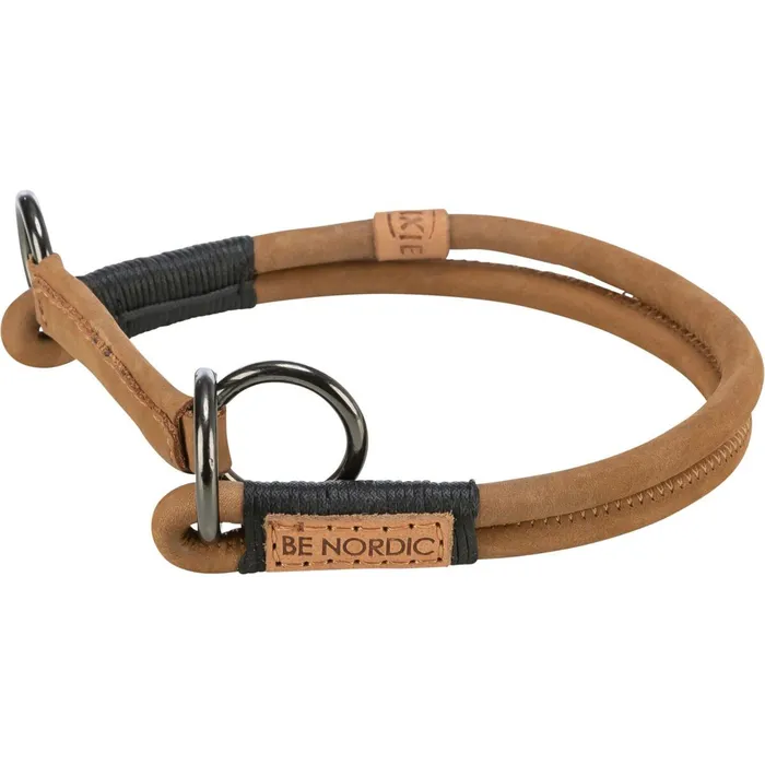 Termék főképe BE NORDIC kulatý polostahovací kožený obojek, hnědá S: 35 cm / Ř 5 mm