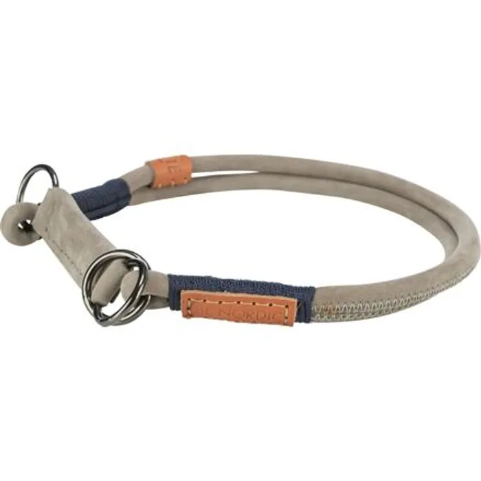 Termék főképe BE NORDIC kulatý polostahovací kožený obojek, šedá L-XL: 55 cm/ 10 mm