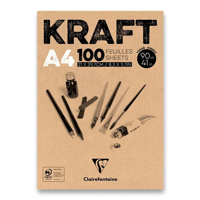 Termék főképe Blok Clairefontaine Brown Kraft A4, 100 listů, 90 g