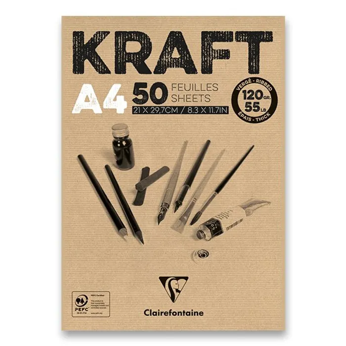 Termék főképe Blok Clairefontaine Brown Kraft A4, 50 listů, 120 g