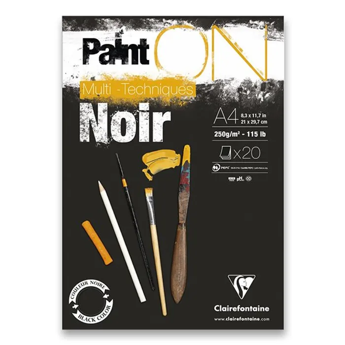 Termék főképe Blok Clairefontaine Paint on Black A4, 20 listů, 250 g